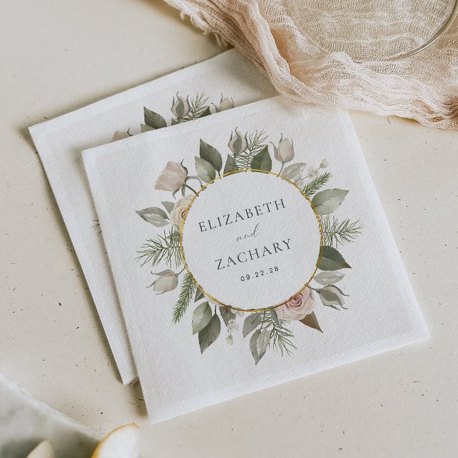 Romantic Ivory Floral Wreath Wedding Napkins (Creator Uploaded)