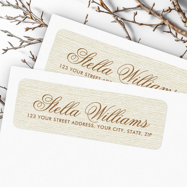 Romantic ivory linen calligraphy script address label (Romantic ivory linen calligraphy script address label)