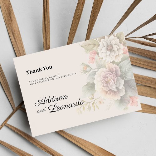 Romantic ivory pink blue summer floral Thank You  Invitation