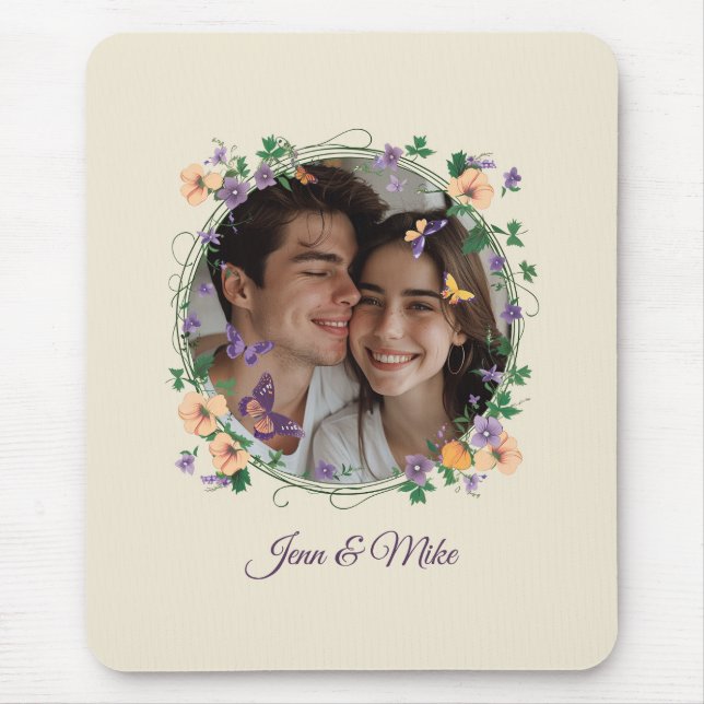 Romantic Ivy and Butterflies Mouse Pad (Front)