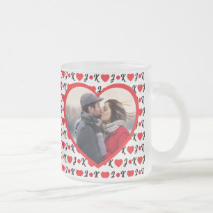 Romantic Jack & King Heart Photo Frosted Glass Coffee Mug