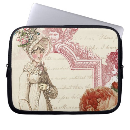 Romantic Jane Austen feminine delicate pink Laptop Sleeve