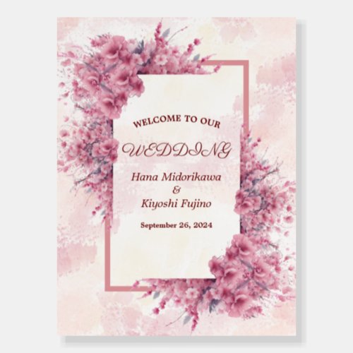Romantic Japanese Pink Cherry Blossom Wedding Sign