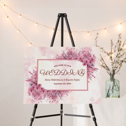 Romantic Japanese Pink Cherry Blossom Wedding Sign