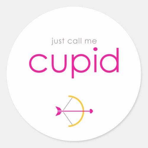 Romantic Just Call Me Cupid Valentines Day Classic Round Sticker