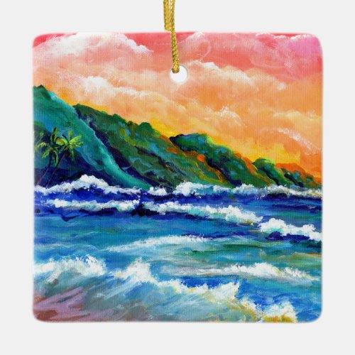 Romantic Kauai Sunset Ceramic Ornament