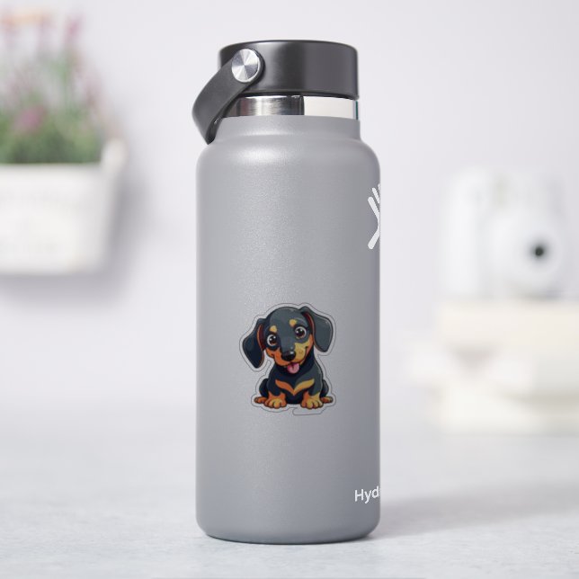 Romantic Kawaii Dachshund Puppy – Pastel Design Sticker (HydroFlask)