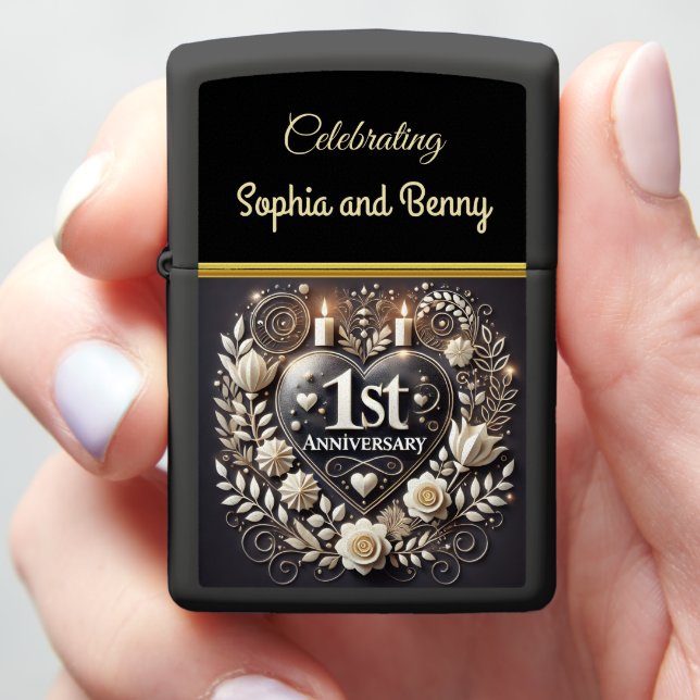 Romantic Keepsake for First Anniversary Zippo Lighter (In Hand)