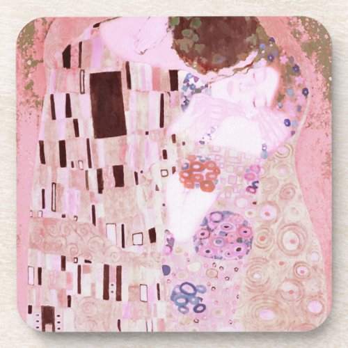 Romantic Kiss in Soft Pink Coaster