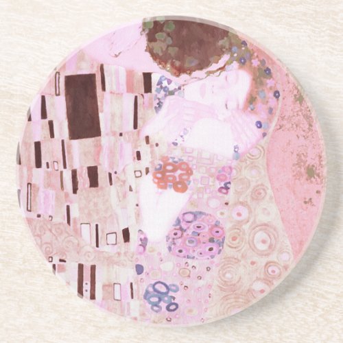 Romantic Kiss in Soft Pink Drink Coaster