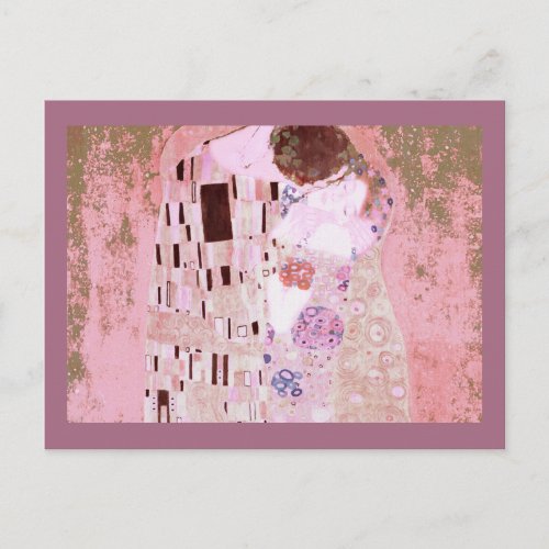 Romantic Kiss in Soft Pink Postcard