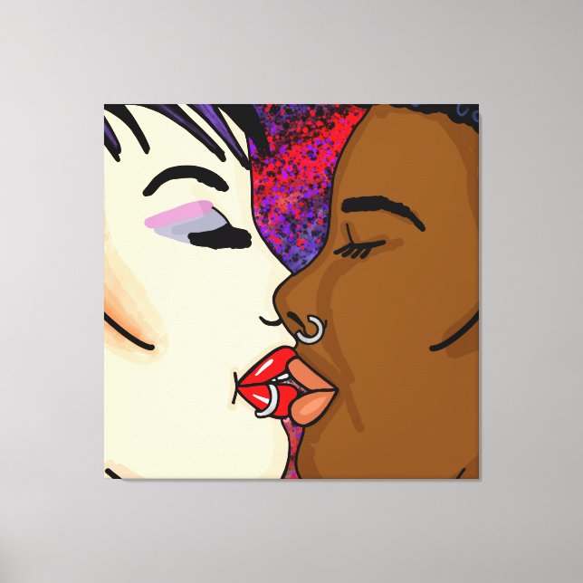 Romantic Kiss | Interracial Romance  Canvas Print (Front)