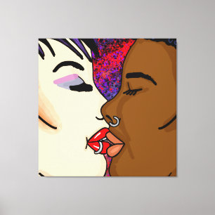 Romantic Kiss Interracial Romance Canvas Print