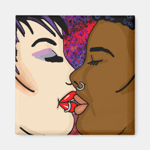 Romantic Kiss Interracial Romance Magnet