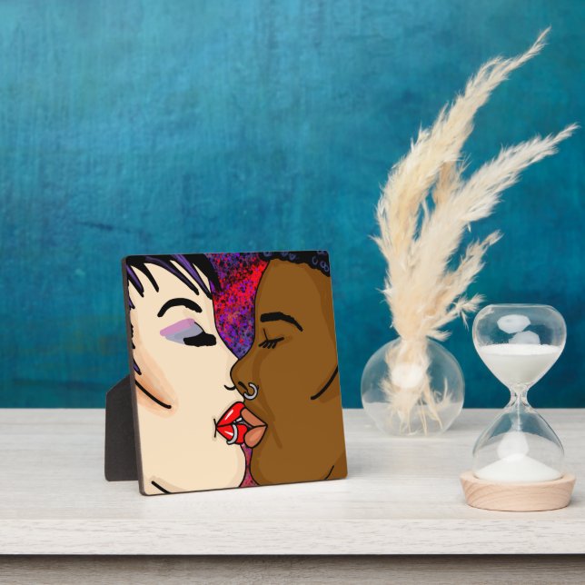 Romantic Kiss | Interracial Romance   Plaque (Insitu)