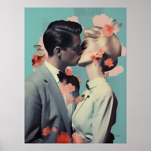 Romantic Kiss Print Decor Collage Art Poster