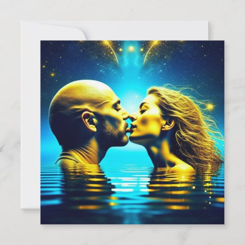 Romantic Kiss Under the Stars Ethereal Art Card