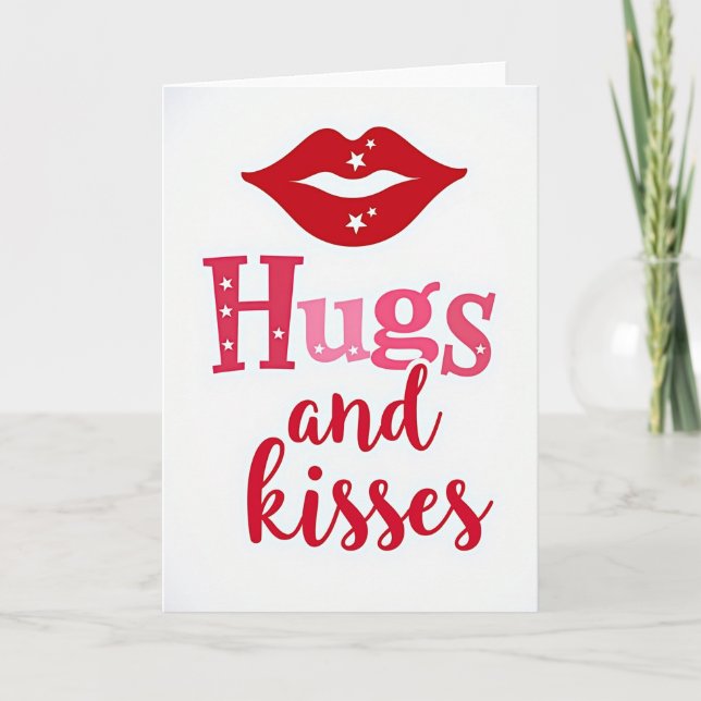 Romantic Kisses Hugs Card (Front)
