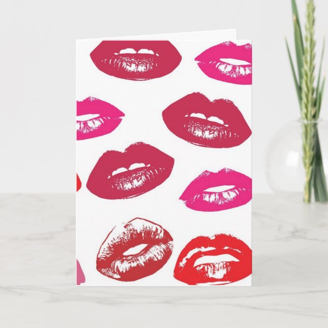 ROMANTIC KISSES LIPSTICK Greeting Cards (Front)