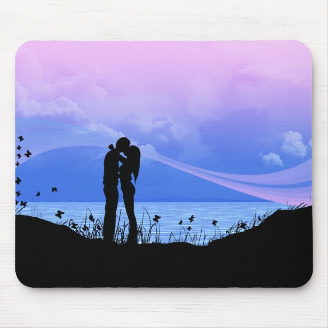 Romantic Kissing Couple Mouse Pad (Front)