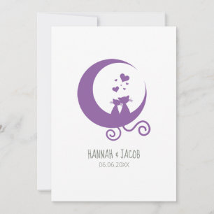 Romantic Kittens Couple on the Moon in Purples Note Card