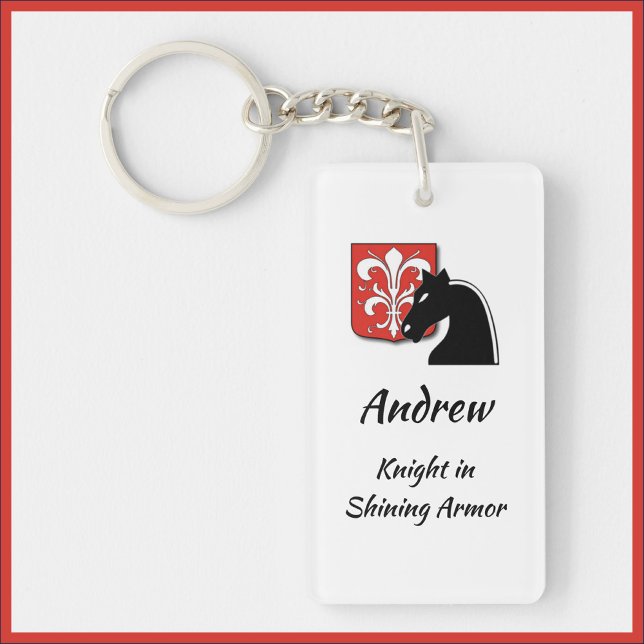 Romantic Knight in Shining Armor Keychain (Bookmark my store! https://www.zazzle.com/store/capricepetit)