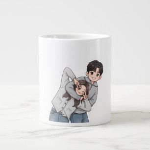 Romantic Korean Drama Sweet Couple Heart Gesture Giant Coffee Mug