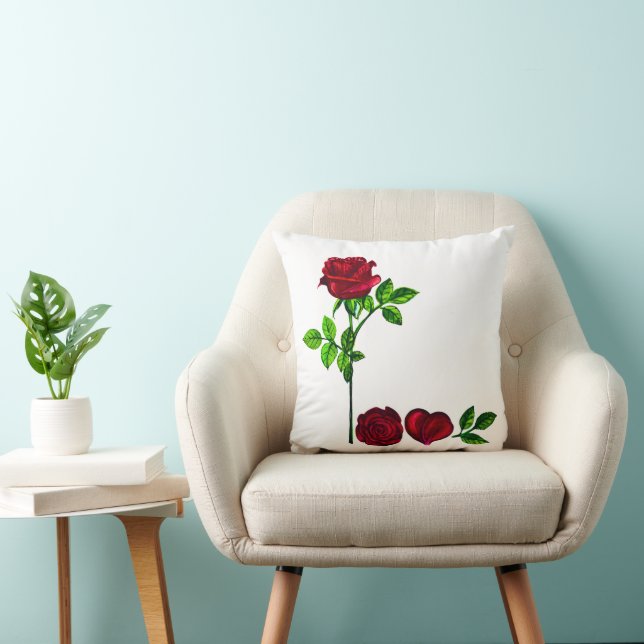 Romantic L O V E - Rose Square Throw Pillow (Chair)