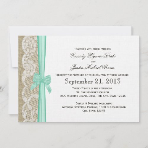 Romantic Lace and Bow Wedding Personalized Invite