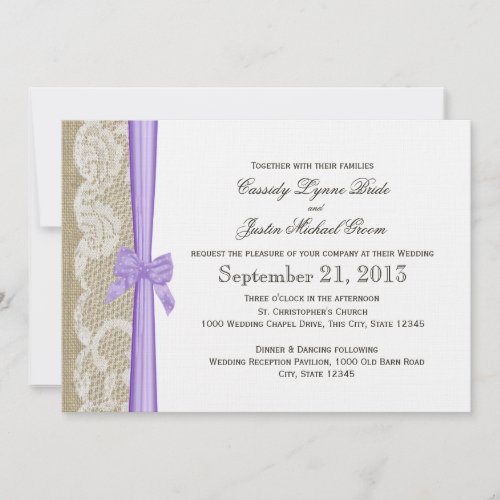 Romantic Lace and Bow Wedding Custom Announcements
