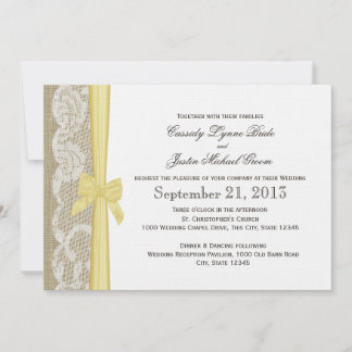 Romantic Lace and Bow Wedding Invitation