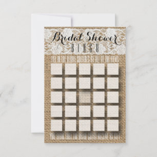 Romantic Lace and Burlap Bridal Shower Bingo Invitation
