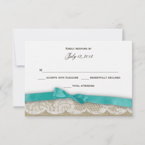 Romantic Lace and Dark Aqua Response Personalized Announcements