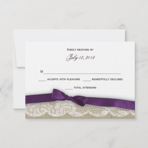 Romantic Lace and Dark Purple Response Invitation