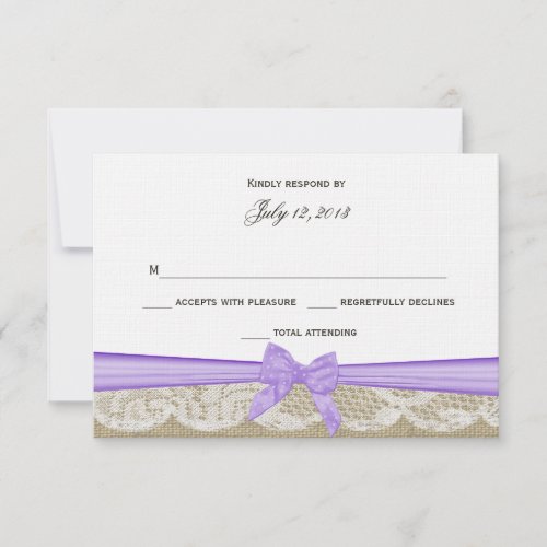 Romantic Lace and Purple Bow Response Personalized Invitation