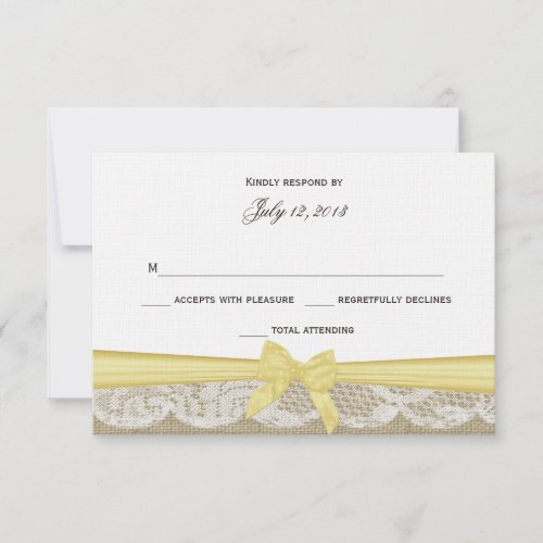 Romantic Lace and Yellow Bow Response Announcements