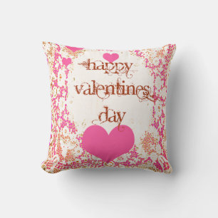 Romantic Lace Pink Valentines Day Throw Pillow
