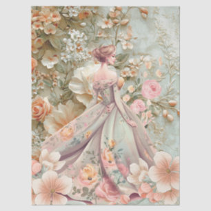 Romantic Lady In Floral Dress Decoupage Paper