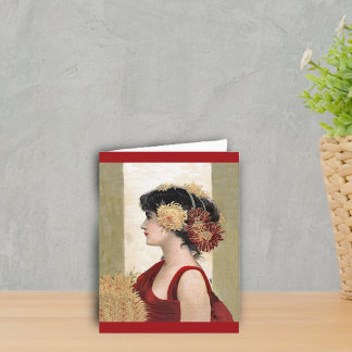 Romantic Lady in Red Note Card