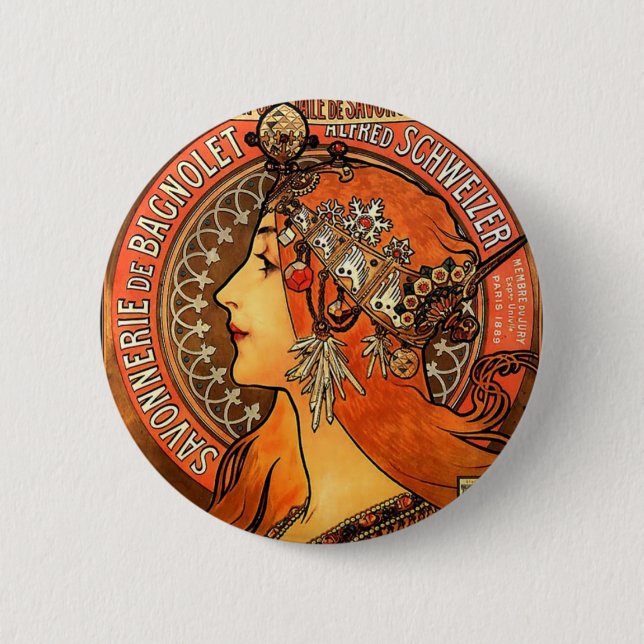 Romantic lady pinback button (Front)