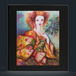ROMANTIC LADY WITH PEACOCK FEATHER BINDER<br><div class="desc">Elegant , colorful , classy, whimsical monogram design in bright green, yellow orange , teal, turquase, white colors .Beautiful sophisticated brunette woman, red, green sparkling gold fabrics of a baroque costume with peacock feathers .Original watercolor painting with golden foil and iridescent colors .This cool and artistic card is perfect for...</div>