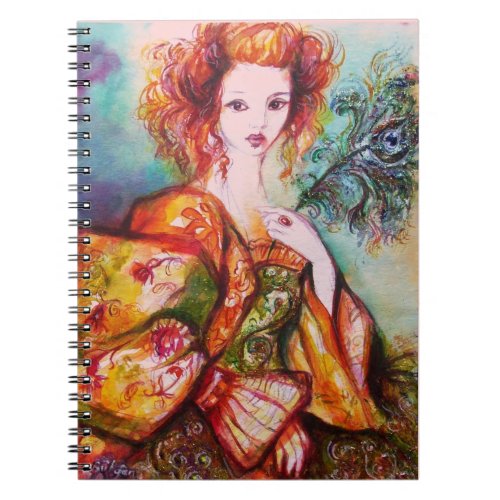 ROMANTIC LADY WITH PEACOCK FEATHER NOTEBOOK