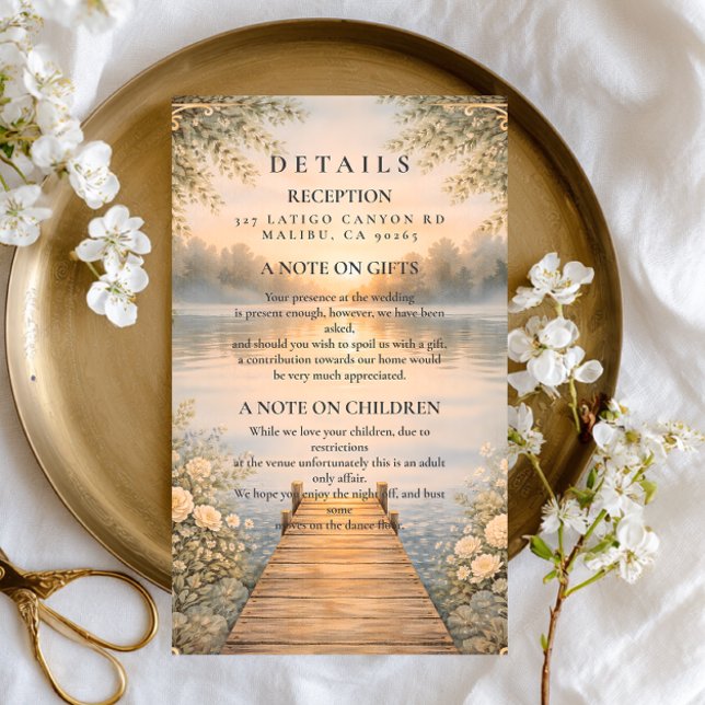 Romantic Lake Pier Wildflower Wedding Enclosure Card (Creator Uploaded)