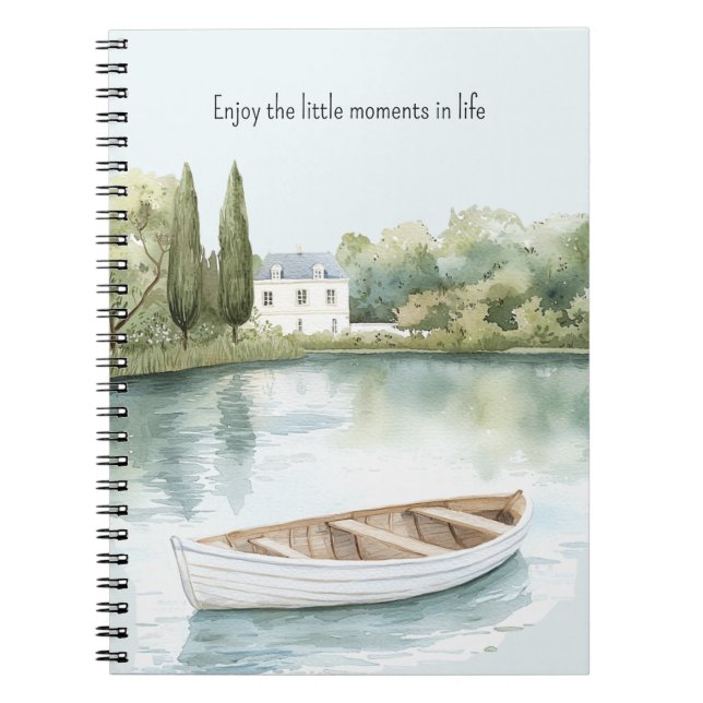 Romantic Lake Row Boat Enjoy Moments   Notebook (Front)