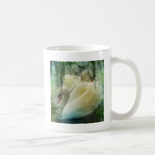 Romantic Lake Swimming White Swans Coffee Mug