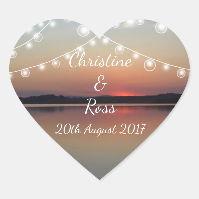 Romantic lake wedding heart sticker (Front)