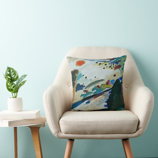 Romantic Landscape by Wassily Kandinsky Throw Pillow (Chair)