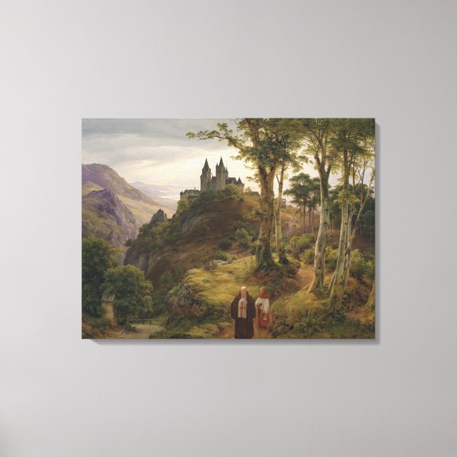 Romantic Landscape with Monastery Complex Canvas Print (Front)