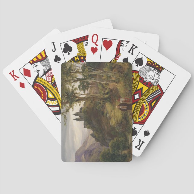 Romantic Landscape with Monastery Complex Poker Cards (Back)