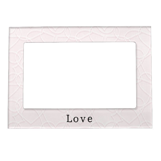 Romantic Large White Hearts Pink Valentine's Day Magnetic Frame (Front)